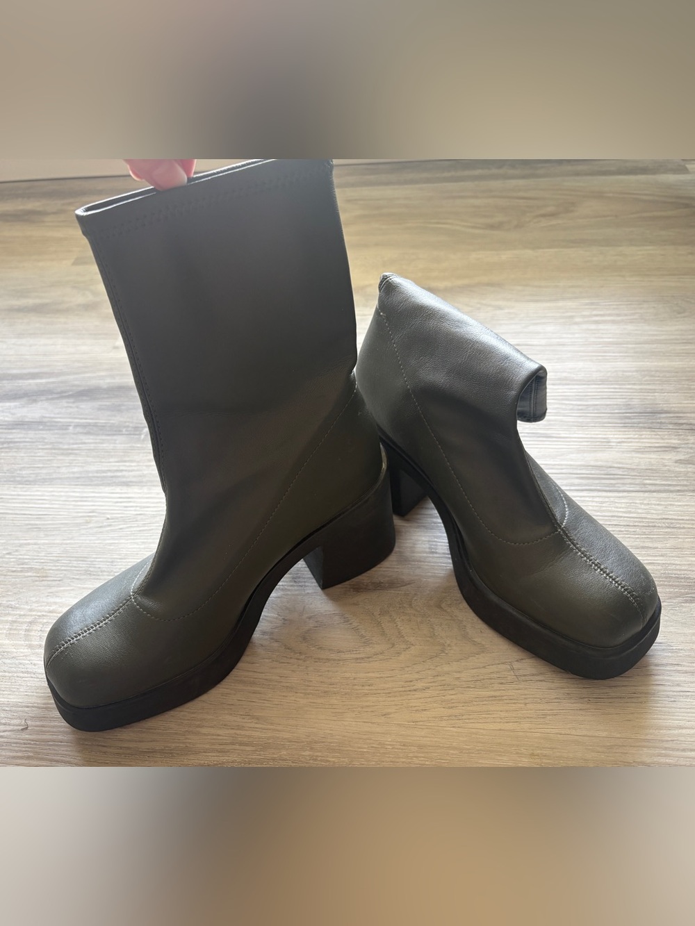 Call It Spring Olive Green Platform Ankle Boots